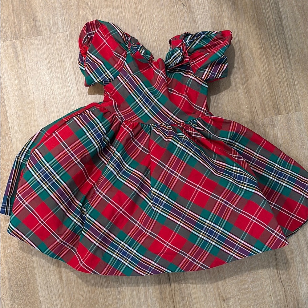 Red Plaid Dress with Bow